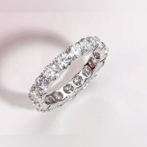 Elegant Sterling Silver Women's Eternity Moissanite Ring